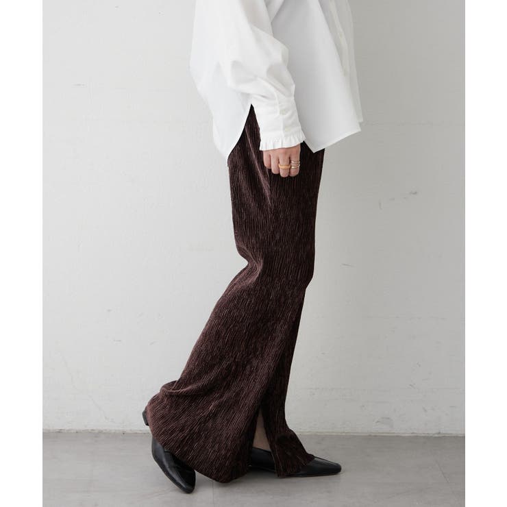 【M/Lサイズ展開】シャーリングベロアフレアパンツ | RMAF　NICE CLAUP / OLIVE des OLIVE | 詳細画像2 