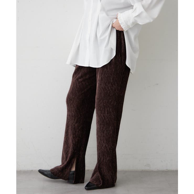 【M/Lサイズ展開】シャーリングベロアフレアパンツ | RMAF　NICE CLAUP / OLIVE des OLIVE | 詳細画像3 