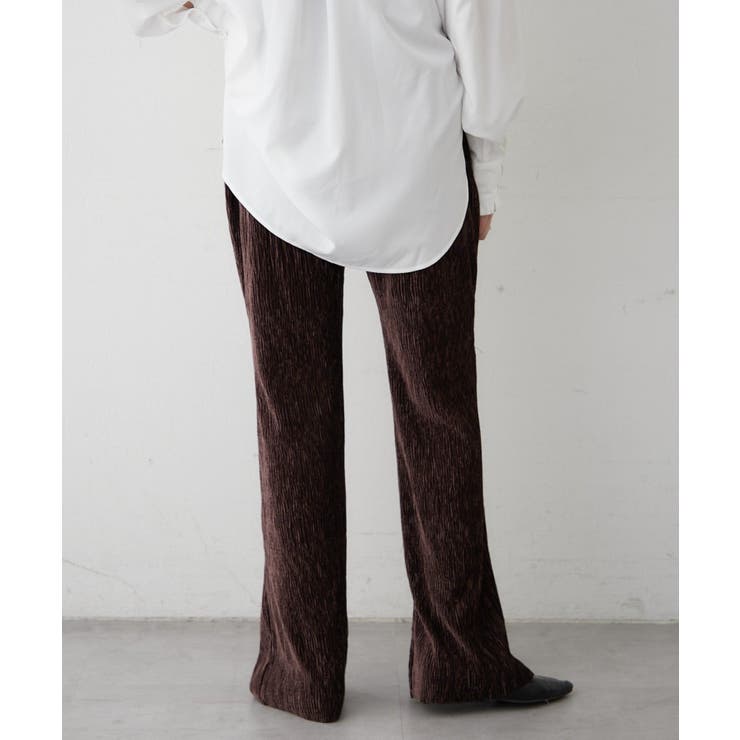 【M/Lサイズ展開】シャーリングベロアフレアパンツ | RMAF　NICE CLAUP / OLIVE des OLIVE | 詳細画像4 