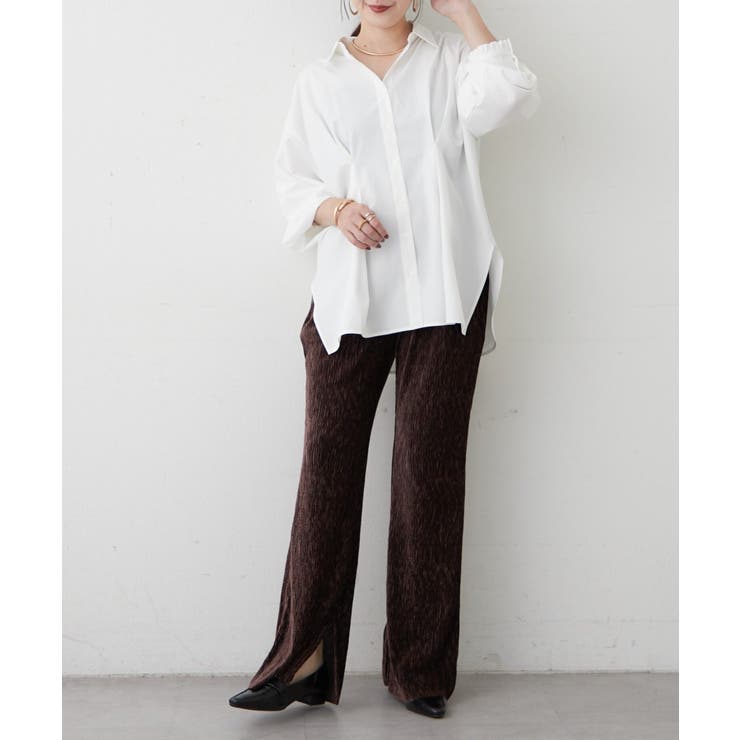 【M/Lサイズ展開】シャーリングベロアフレアパンツ | RMAF　NICE CLAUP / OLIVE des OLIVE | 詳細画像5 