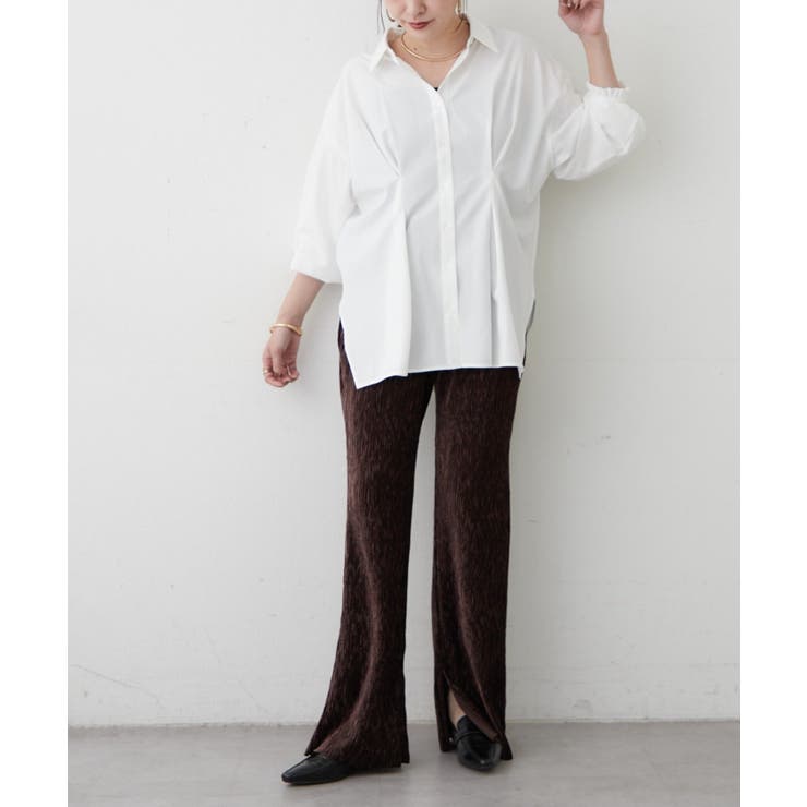 【M/Lサイズ展開】シャーリングベロアフレアパンツ | RMAF　NICE CLAUP / OLIVE des OLIVE | 詳細画像6 