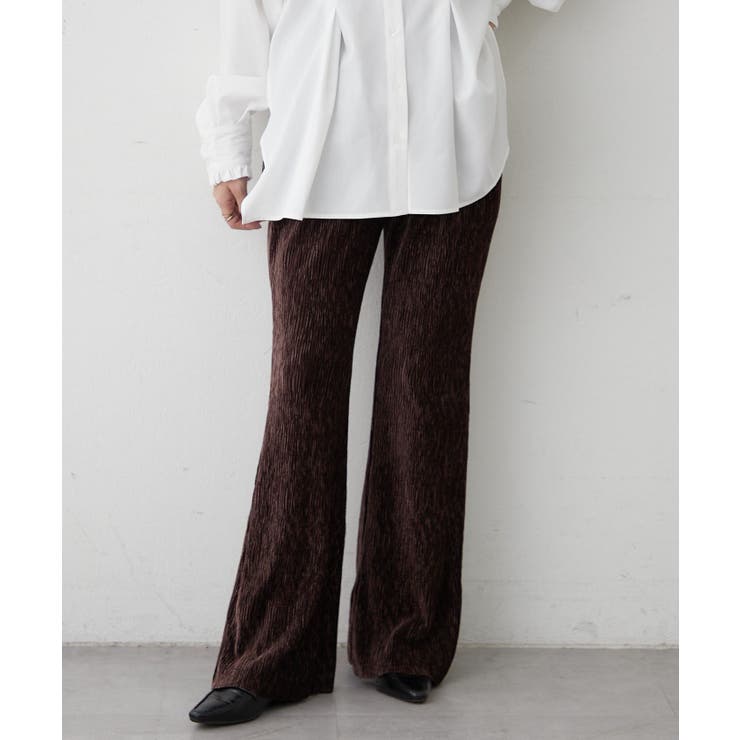 ブラウン | 【M/Lサイズ展開】シャーリングベロアフレアパンツ | RMAF　NICE CLAUP / OLIVE des OLIVE