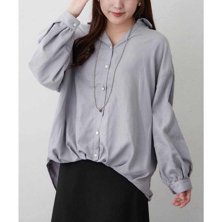 サックス | マイクロコール多釦タケノコタックブラウス | RMAF　NICE CLAUP / OLIVE des OLIVE