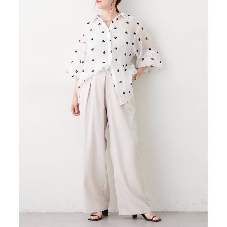 上品な透け感、刺繍ビッグシャツ | RMAF　NICE CLAUP / OLIVE des OLIVE | 詳細画像12 