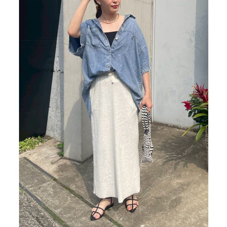 【接触冷感 ひんやりタッチ】テンセルデニム半袖シャツジャケット | RMAF　NICE CLAUP / OLIVE des OLIVE | 詳細画像4 