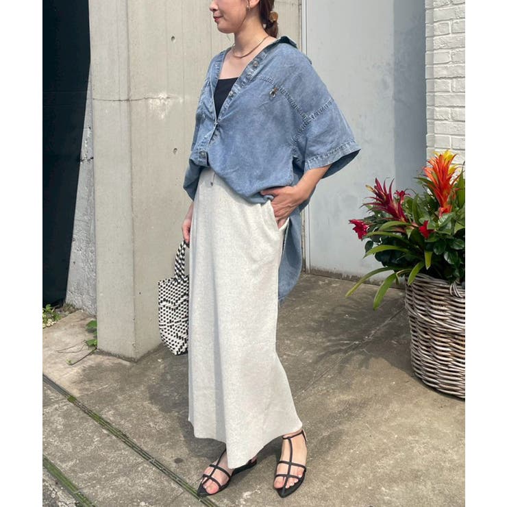 【接触冷感 ひんやりタッチ】テンセルデニム半袖シャツジャケット | RMAF　NICE CLAUP / OLIVE des OLIVE | 詳細画像5 