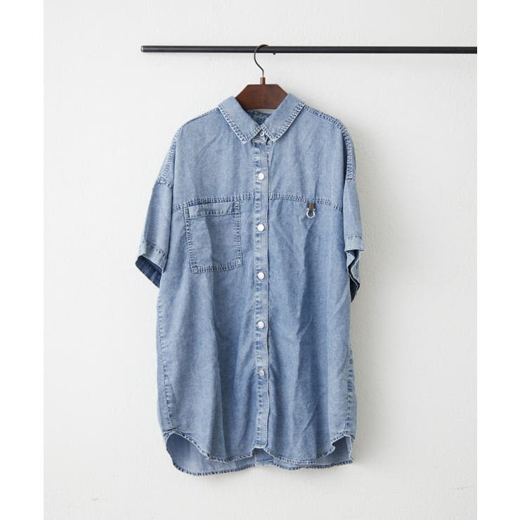 【接触冷感 ひんやりタッチ】テンセルデニム半袖シャツジャケット | RMAF　NICE CLAUP / OLIVE des OLIVE | 詳細画像15 