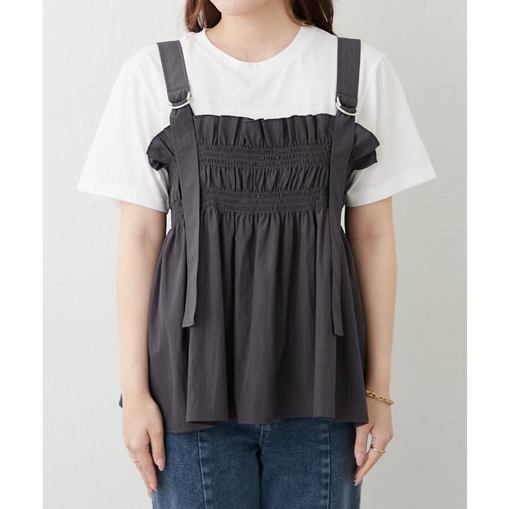 セットアイテム】シャーリングビスチェ×Tシャツ[品番：OLOW0019048