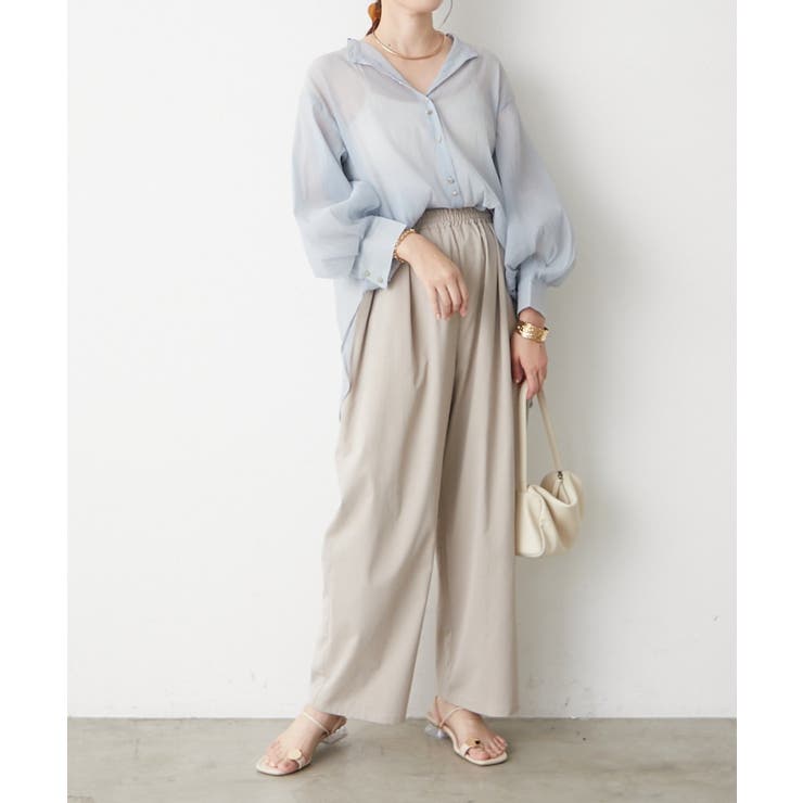 【5色展開】上品な透け感が魅力、シアーダブルボタンブラウス | RMAF　NICE CLAUP / OLIVE des OLIVE | 詳細画像7 