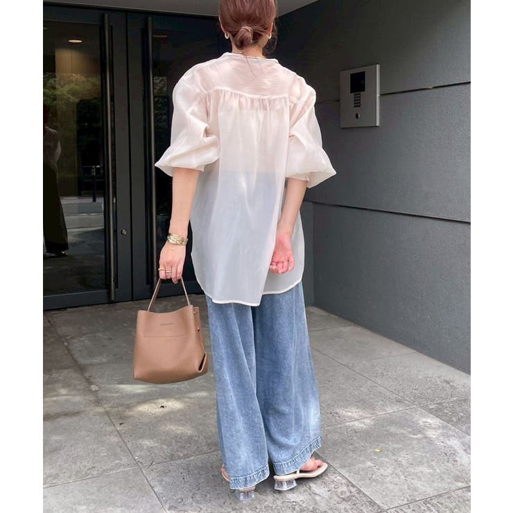 【5色展開】上品な透け感が魅力、シアーダブルボタンブラウス | RMAF　NICE CLAUP / OLIVE des OLIVE | 詳細画像17 