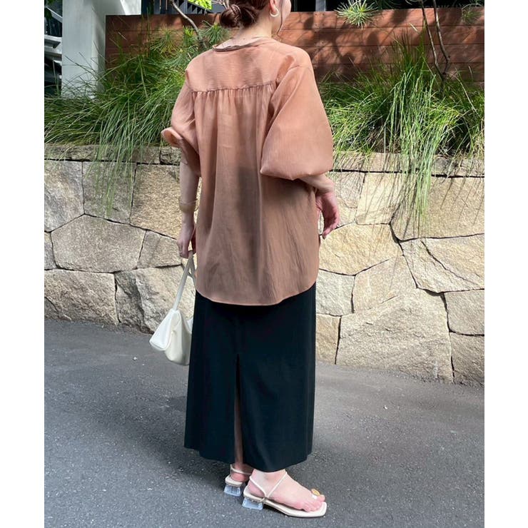 【5色展開】上品な透け感が魅力、シアーダブルボタンブラウス | RMAF　NICE CLAUP / OLIVE des OLIVE | 詳細画像24 