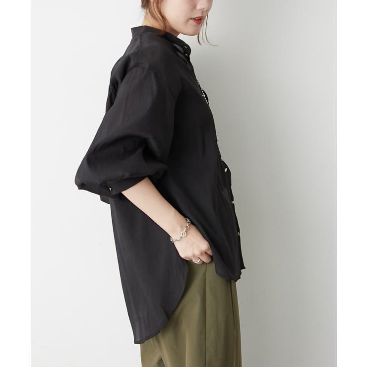 【5色展開】上品な透け感が魅力、シアーダブルボタンブラウス | RMAF　NICE CLAUP / OLIVE des OLIVE | 詳細画像34 