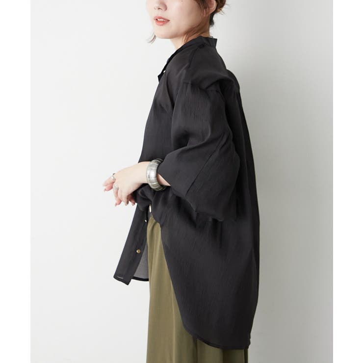 【5色展開】上品な透け感が魅力、シアーダブルボタンブラウス | RMAF　NICE CLAUP / OLIVE des OLIVE | 詳細画像35 