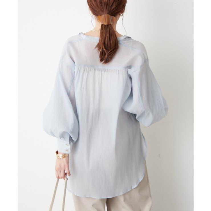 【5色展開】上品な透け感が魅力、シアーダブルボタンブラウス | RMAF　NICE CLAUP / OLIVE des OLIVE | 詳細画像4 