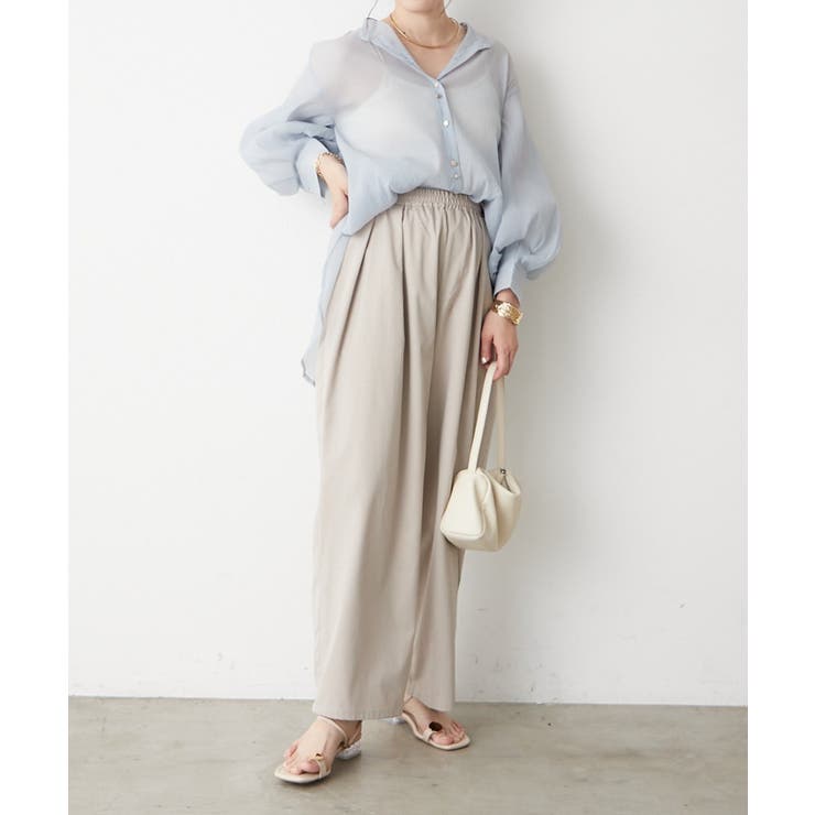 【5色展開】上品な透け感が魅力、シアーダブルボタンブラウス | RMAF　NICE CLAUP / OLIVE des OLIVE | 詳細画像5 