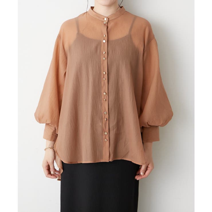 【5色展開】上品な透け感が魅力、シアーダブルボタンブラウス | RMAF　NICE CLAUP / OLIVE des OLIVE | 詳細画像45 