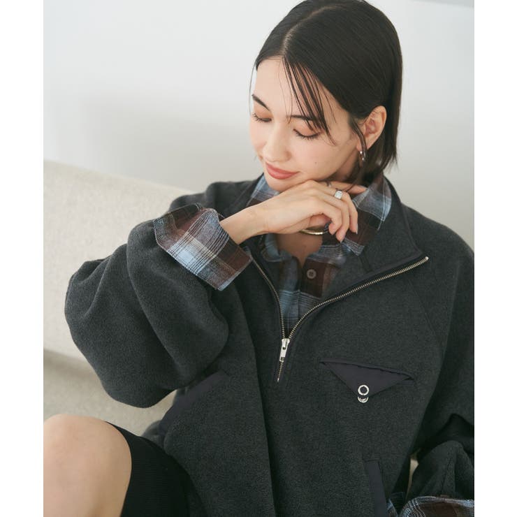ブラウン | 【2WAY】BIGチェックシャツ | RMAF　NICE CLAUP / OLIVE des OLIVE