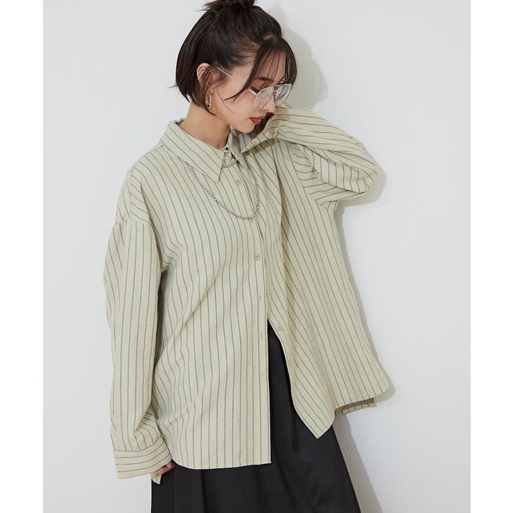 ピーチストライプシャツ | RMAF　NICE CLAUP / OLIVE des OLIVE | 詳細画像1 