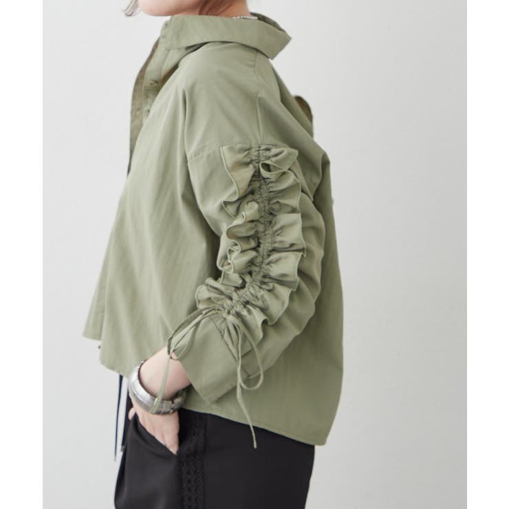 【接触冷感 / UVカット / はっ水】袖フリルギャザーシャツ | RMAF　NICE CLAUP / OLIVE des OLIVE | 詳細画像12 