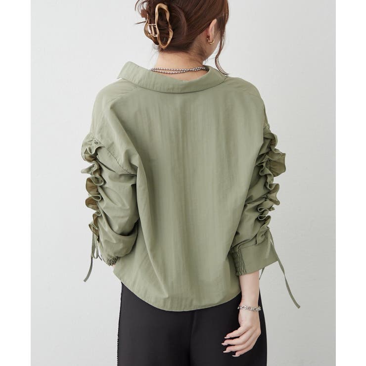 【接触冷感 / UVカット / はっ水】袖フリルギャザーシャツ | RMAF　NICE CLAUP / OLIVE des OLIVE | 詳細画像13 
