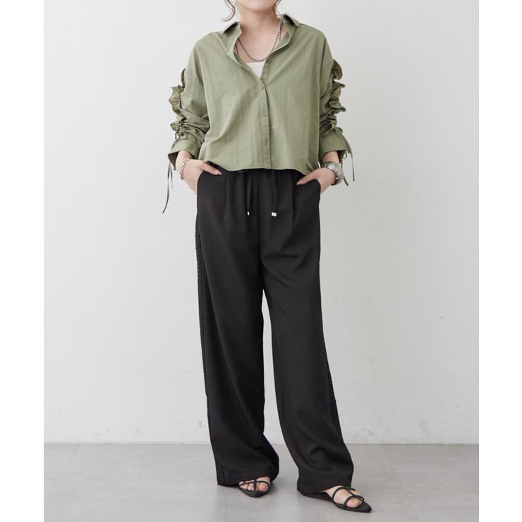 【接触冷感 / UVカット / はっ水】袖フリルギャザーシャツ | RMAF　NICE CLAUP / OLIVE des OLIVE | 詳細画像15 
