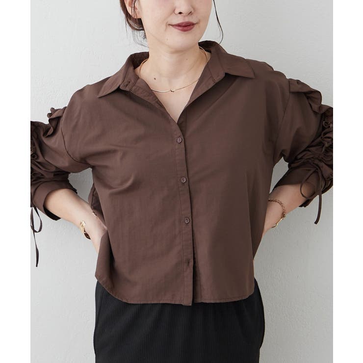 【接触冷感 / UVカット / はっ水】袖フリルギャザーシャツ | RMAF　NICE CLAUP / OLIVE des OLIVE | 詳細画像20 