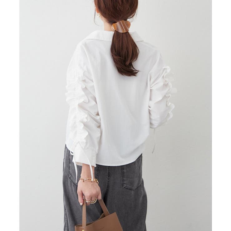 【接触冷感 / UVカット / はっ水】袖フリルギャザーシャツ | RMAF　NICE CLAUP / OLIVE des OLIVE | 詳細画像5 