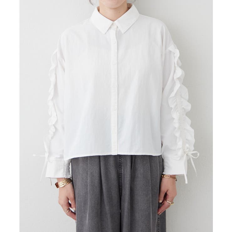 【接触冷感 / UVカット / はっ水】袖フリルギャザーシャツ | RMAF　NICE CLAUP / OLIVE des OLIVE | 詳細画像27 