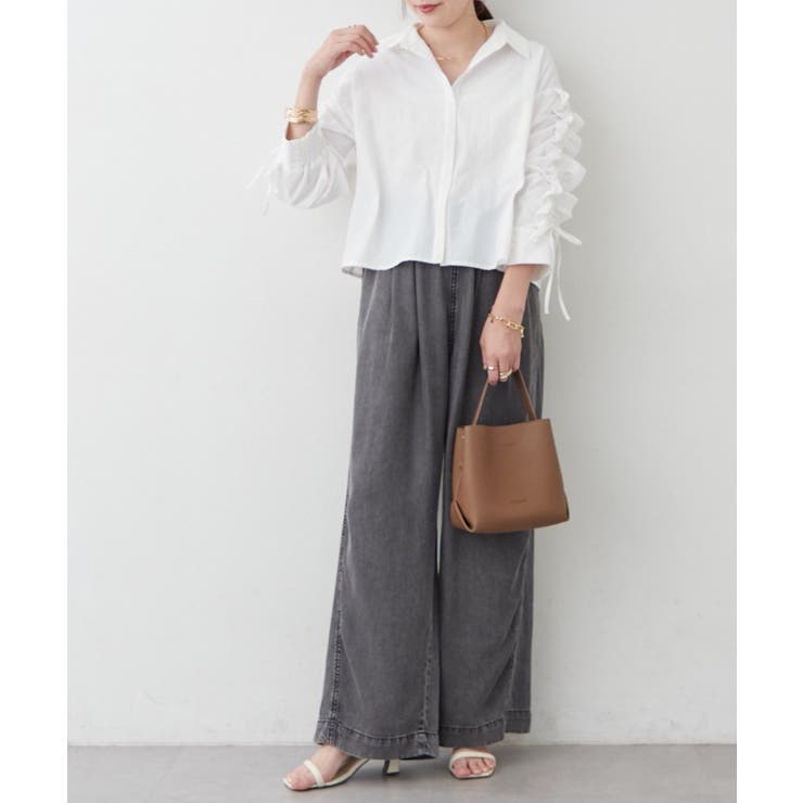 【接触冷感 / UVカット / はっ水】袖フリルギャザーシャツ | RMAF　NICE CLAUP / OLIVE des OLIVE | 詳細画像6 