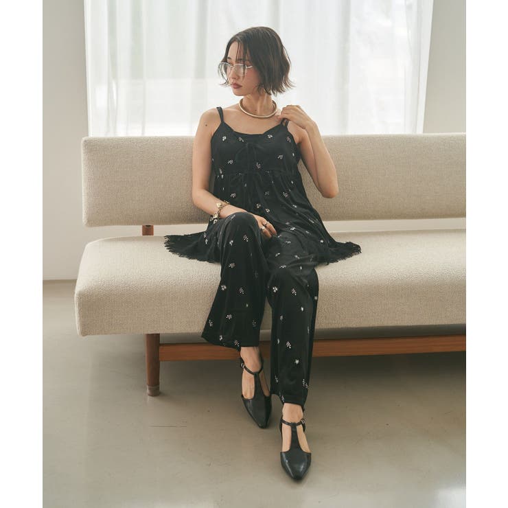 【セットアップ対応】ベロア花刺繍裾レースキャミ | RMAF　NICE CLAUP / OLIVE des OLIVE | 詳細画像11 