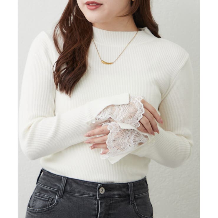 【6色展開】上品見えが叶う、袖口レースリブニット | RMAF　NICE CLAUP / OLIVE des OLIVE | 詳細画像13 