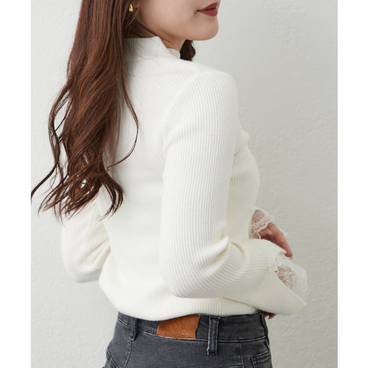 【6色展開】上品見えが叶う、袖口レースリブニット | RMAF　NICE CLAUP / OLIVE des OLIVE | 詳細画像15 