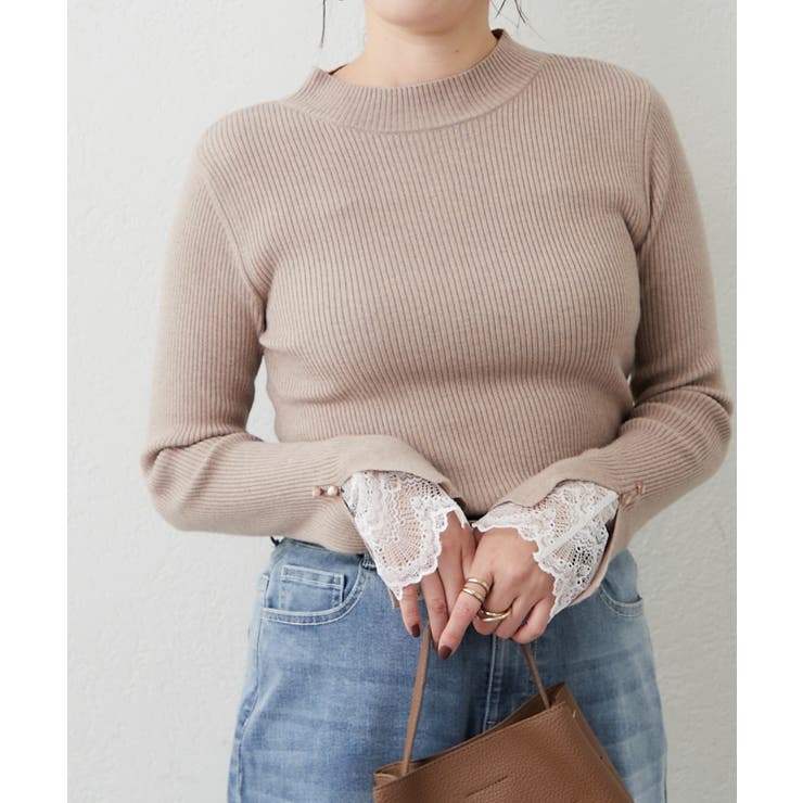 【6色展開】上品見えが叶う、袖口レースリブニット | RMAF　NICE CLAUP / OLIVE des OLIVE | 詳細画像20 