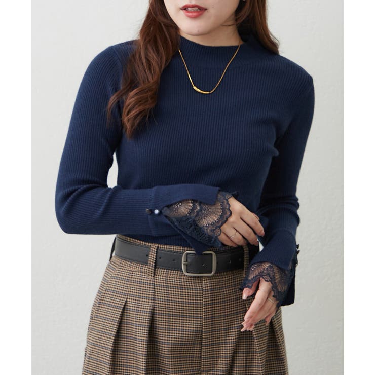 【6色展開】上品見えが叶う、袖口レースリブニット | RMAF　NICE CLAUP / OLIVE des OLIVE | 詳細画像2 