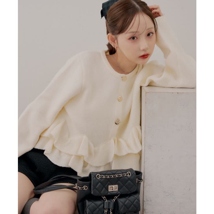 アイボリー | 【5色展開】ヘムフリルカーディガン | RMAF　NICE CLAUP / OLIVE des OLIVE