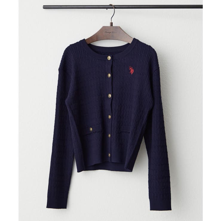 ネイビー | 【U.S. POLO ASSN. ×RMAF】ケーブルニットカーディガン | RMAF　NICE CLAUP / OLIVE des OLIVE