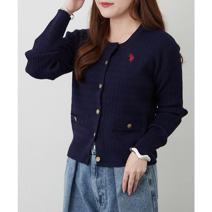 【U.S. POLO ASSN. ×RMAF】ケーブルニットカーディガン | RMAF　NICE CLAUP / OLIVE des OLIVE | 詳細画像9 