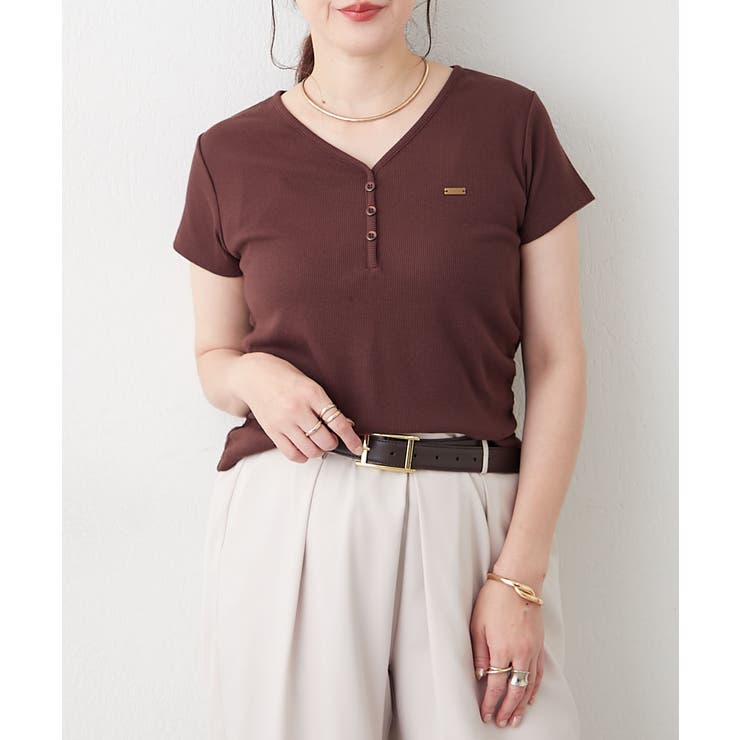 ブラウン | ヘンリーVネックプルオーバー | RMAF　NICE CLAUP / OLIVE des OLIVE