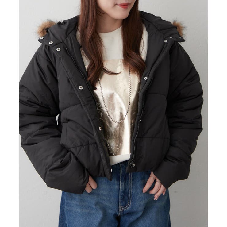 ブラック | フェイクファー付中綿ブルゾン | RMAF　NICE CLAUP / OLIVE des OLIVE