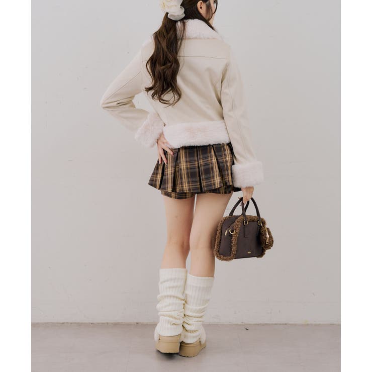 フェイクファー付ライダースジャケット | RMAF　NICE CLAUP / OLIVE des OLIVE | 詳細画像9 