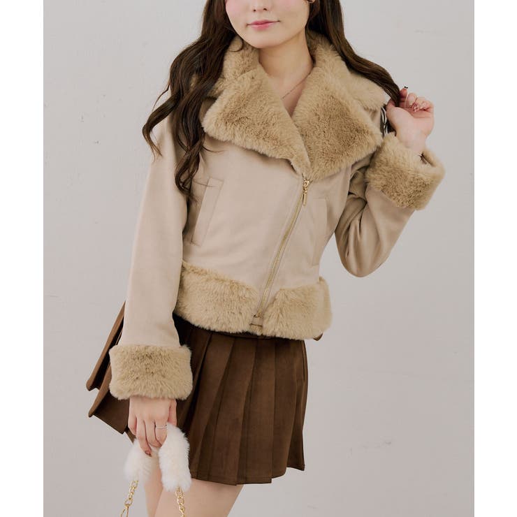 フェイクファー付ライダースジャケット | RMAF　NICE CLAUP / OLIVE des OLIVE | 詳細画像18 