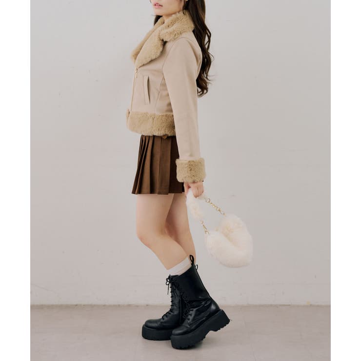 フェイクファー付ライダースジャケット | RMAF　NICE CLAUP / OLIVE des OLIVE | 詳細画像23 
