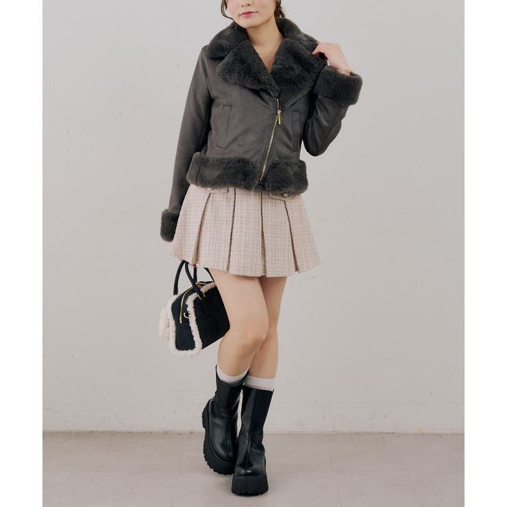 フェイクファー付ライダースジャケット | RMAF　NICE CLAUP / OLIVE des OLIVE | 詳細画像30 