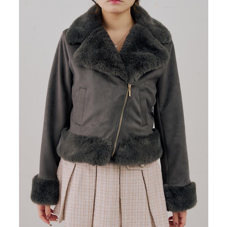 フェイクファー付ライダースジャケット | RMAF　NICE CLAUP / OLIVE des OLIVE | 詳細画像33 