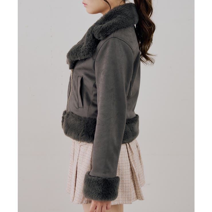 フェイクファー付ライダースジャケット | RMAF　NICE CLAUP / OLIVE des OLIVE | 詳細画像34 
