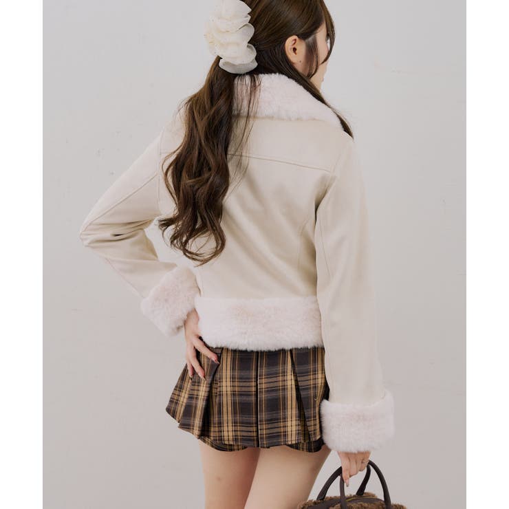 フェイクファー付ライダースジャケット | RMAF　NICE CLAUP / OLIVE des OLIVE | 詳細画像5 
