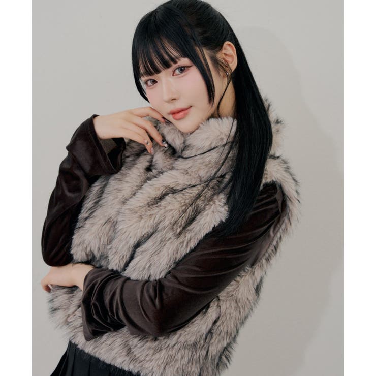 ベージュ | ミックスファージップベスト | RMAF　NICE CLAUP / OLIVE des OLIVE