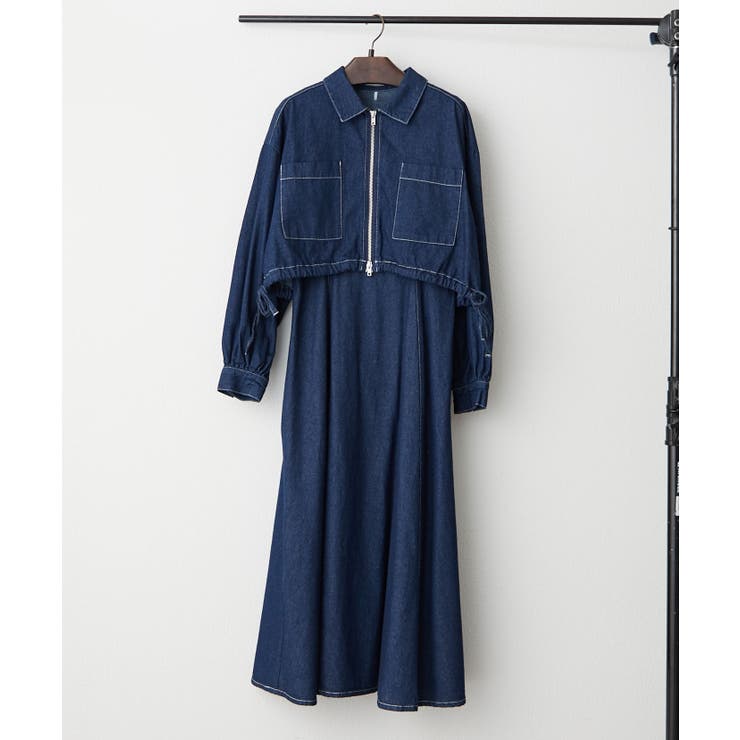 ネイビー | 【セットアイテム】デニムブルゾン×キャミワンピース | RMAF　NICE CLAUP / OLIVE des OLIVE