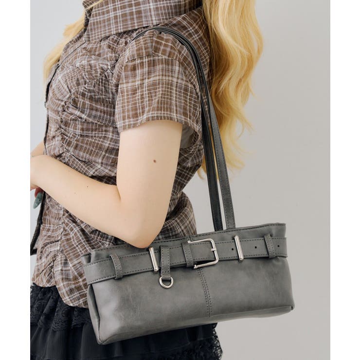 グレー | ベルトデザインナローショルダーバッグ | RMAF　NICE CLAUP / OLIVE des OLIVE