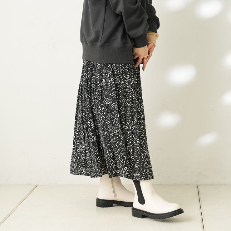 「DESTREE」フローラルジャカード ミディ丈プリーツ スカート ZARA（ザラ）の「ミディ丈 ストライプ花柄スカート フローラル